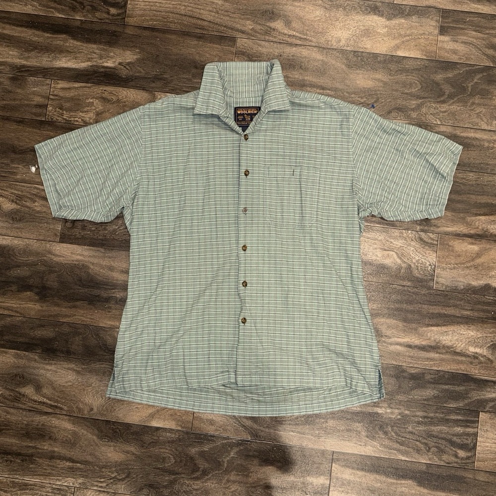 Woolrich Button-Down Short-Sleeve Collard Shirt Casual Men's Size Large Plaid